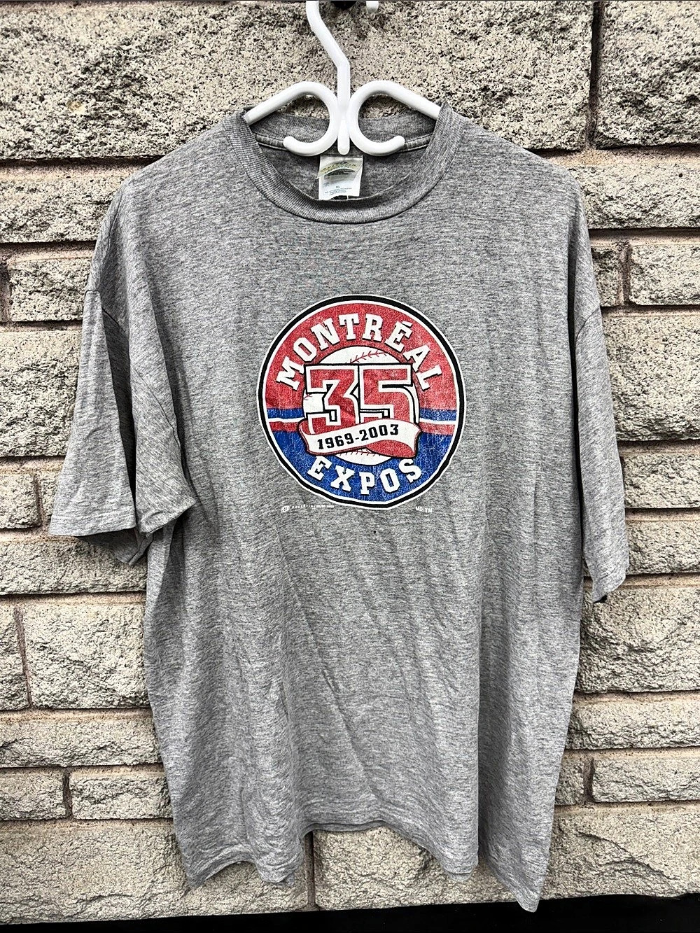 Vintage 2003 Montreal Expos 35th Anniversary T-Shirt Bulletin MLB XL Made Canada